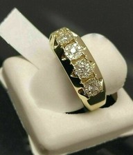 4 Ct Round Cut Simulated Diamond Men Engagement Ring 14K Yellow Gold Plated