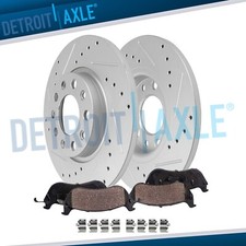 Rear Drilled Rotors Ceramic Brake Pads for 2015-2023 Chrysler 200 Jeep Cherokee