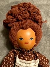 Vintage Handmade Folk Art Painted Gourd Head Doll, 18 inch, Artist signed, 1981