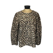 Re-Imagined By J Crew Ruffle Sleeve Long Sleeve Top In Leopard Size XL
