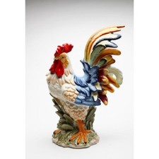 NEW ROOSTER  15" GREEN,WHITE,PURPLE,YELLOW PORCELAIN LARGE FIGURINE 31980-NAIS