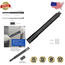 Effortless Glide 5 Pcs 18 Inch Drawer Slides - Black Center Mount Heavy-Duty Set