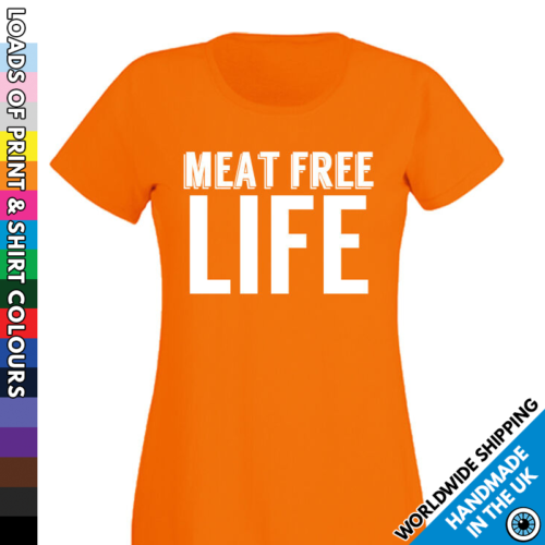 Meat Free Life - Vegetarian Ladies T Shirt - Vegan Diet Style Tshirt - T-Shirt - Picture 1 of 18