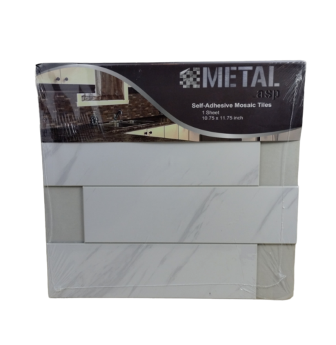 Metal Asp - Samoprzylepne płytki mozaikowe (białe) - 1 arkusz (10,75 x 11,75 cala) Nowy - Zdjęcie 1 z 5