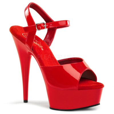 PleaserUSA Damen Gogo Plateau-Sandalette Delight-609 Lack rot/rot