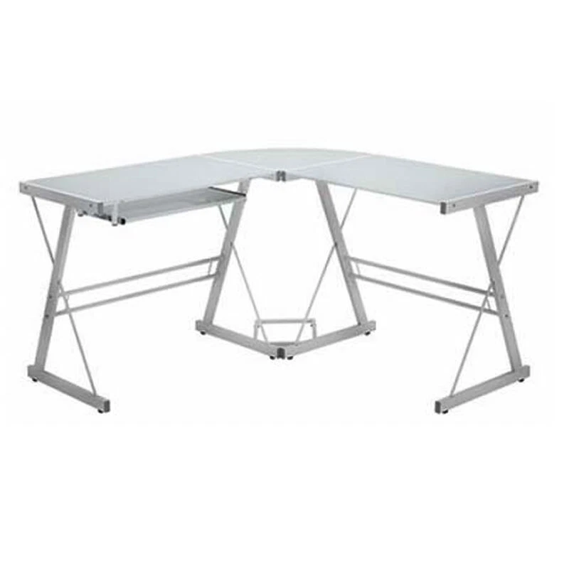 Escritorio de computadora Walker Edison Soreno de vidrio en forma de L D51W29 Foto 2 de 4