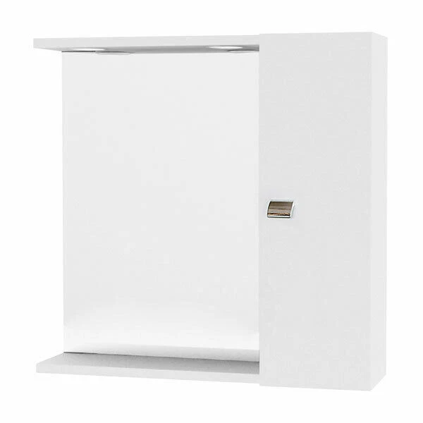 CAPALDO Specchio Da Bagno Con Anta Laterale E Faretti Bianco Lucido 60 Cm Specchiera