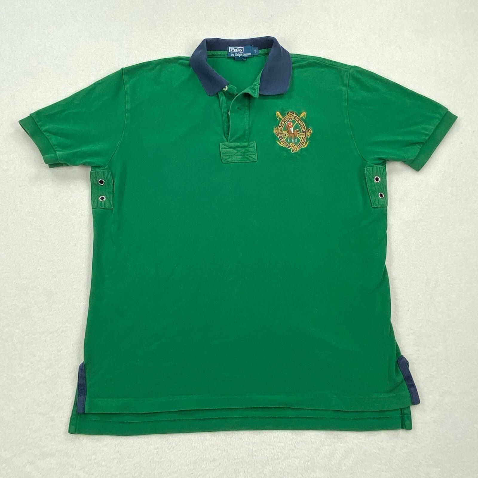 Polo vintage verde Ralph Lauren taglia large manica corta polo grande pony