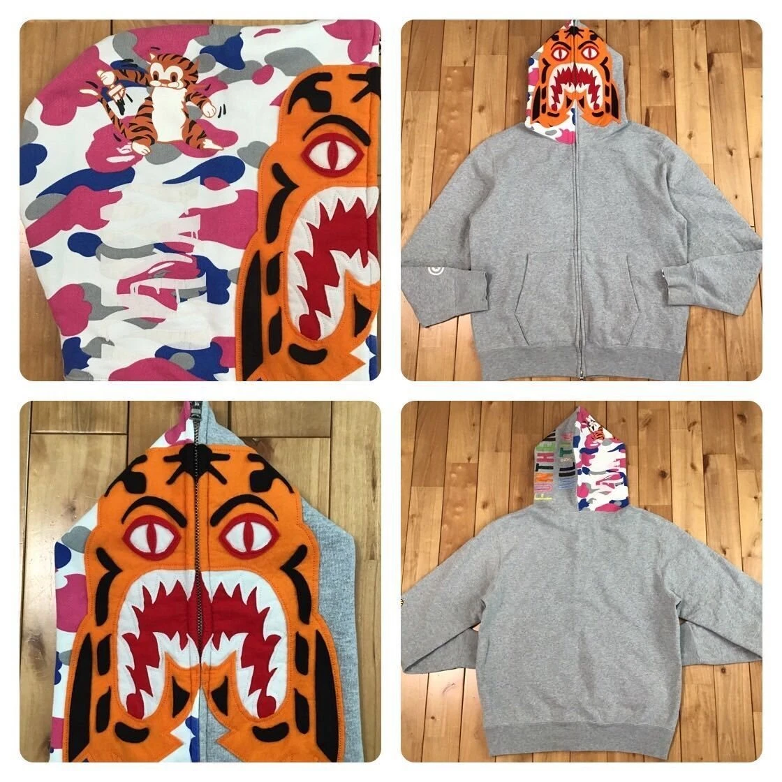 BAPE Niigata city camo Tiger full zip hoodie NIGO Gray A Bathing Ape Size M