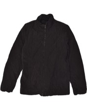 Izod Womens Quilted Jacket Uk 10 Small Black Polyester Vf02