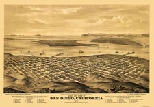 Historic Panoramic View - San Diego California - Bancroft 1876 - 33 x 23