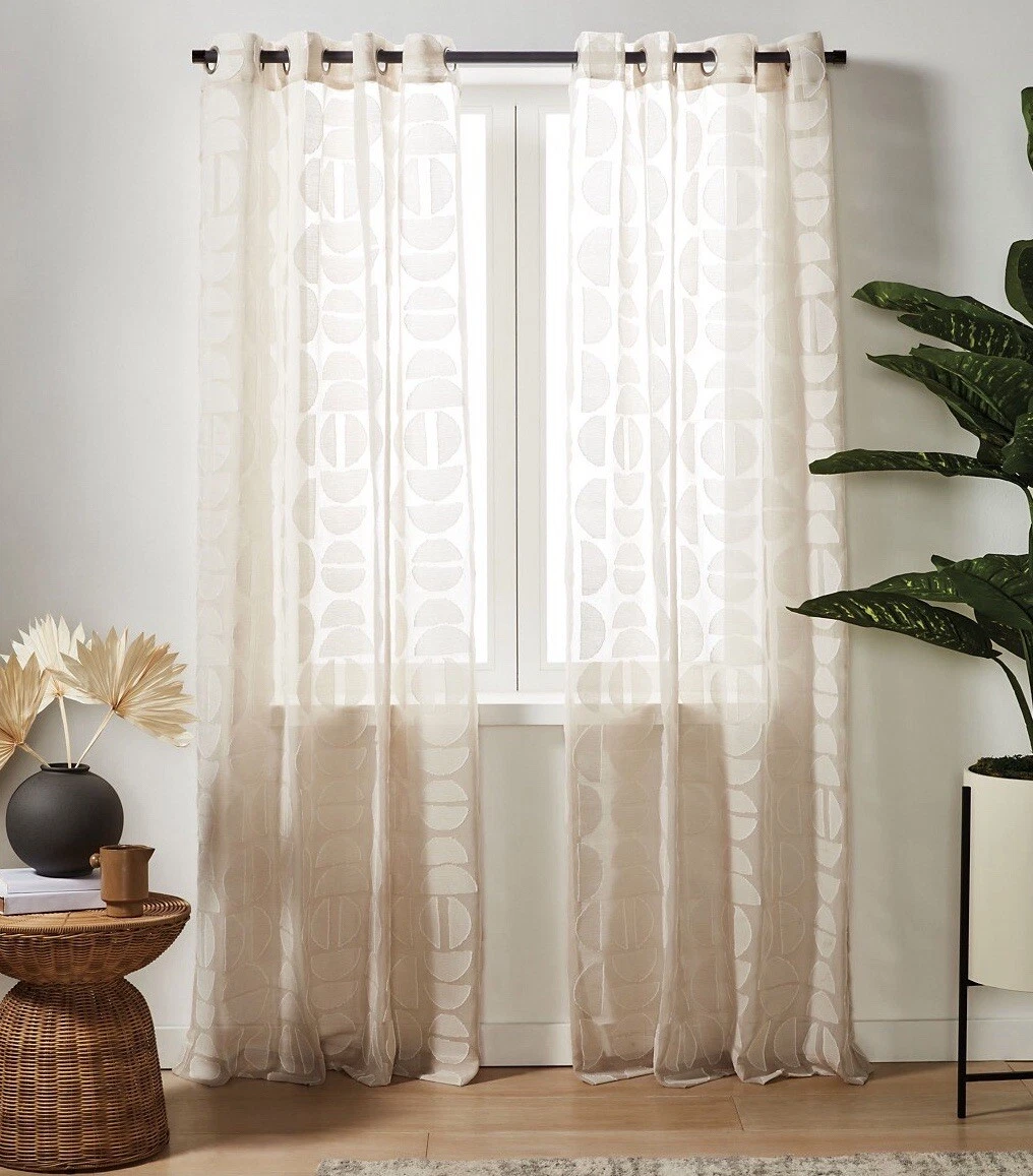 Studio 3B™ Semicircle Sheer 84" & 95" Window Curtain Panel in Linen & White