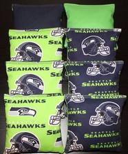 CORNHOLE BEAN BAGS made w Seattle SEAHAWKS Fabric 8 ACA Reg Toss Game Bags