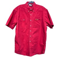 Carhartt Men's Large Red Short Sleeve Button Down Work Shirt Rugged Outdoor Wear