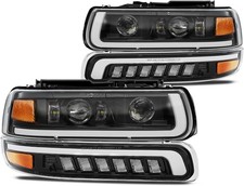 Dot Led Headlights Assembly For 99-02 Chevy Silverado 00-06 Suburban 1500 2500
