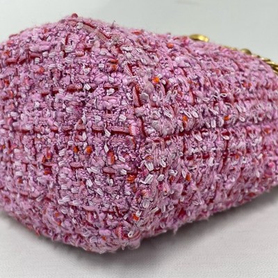 Chanel 22P Small Drawstring Bucket Bag Pink Tweed Gold Top Handle