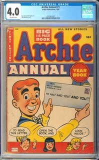 Archie Annual #1 Golden Age Giant Vintage Archie Publications Comic 1950 CGC 4.0