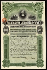 Argentina: Buenos Ayres Lacroze Tramways Co., Consolidated mortgage, 1913