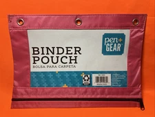 Pen Gear 3 Ring Binder Pink Pencil Pouch Zipper Nylon School Craft Organizer