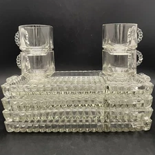 Hazel Atlas Sip N Smoke 8 Piece Luncheon Snack Set for 4 c1950s Made in USA