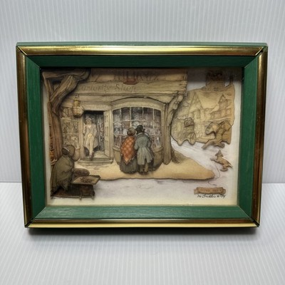 Vtg Anton Pieck 3D Shadow Box   Curiosity Shop  Paper Tole Art Framed 1970