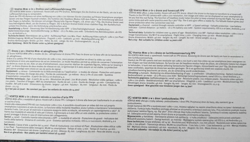 VORTEX MINI 2 in 1 Quadrocopter Drohne und Luftkissenfahrzeug (Hovercraft) Top - Bild 2 von 4