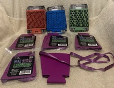10 Pc Fun Express Pink, Blue, Green & Purple Insulated  Can Covers / Koozies-NEW