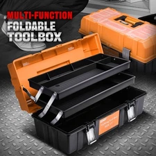 Workshop Garage Lockable 17" 3-Drawer Plastic Tool Box Organizer Storage Orange