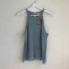 NWT Fate blue knit fringe halter style sleeveless tank top small