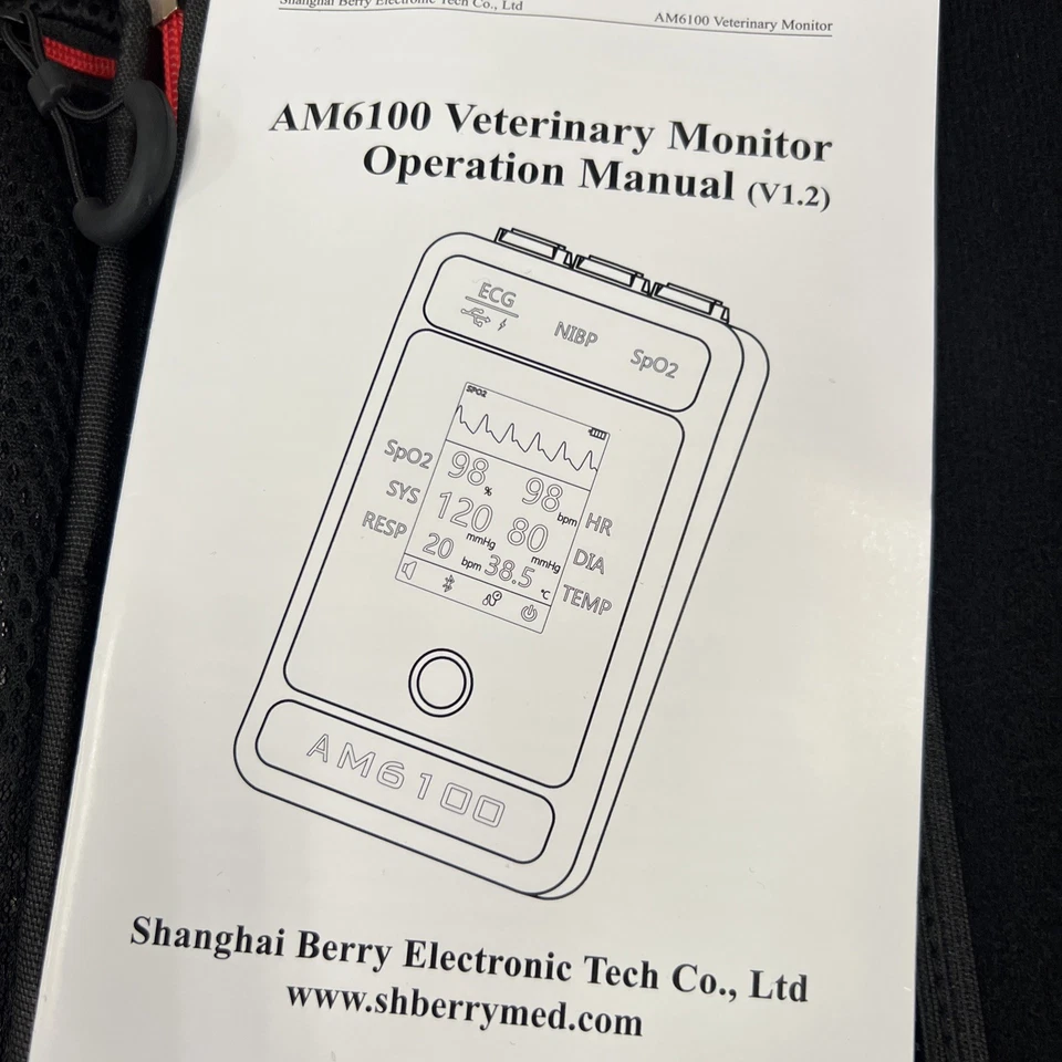 Berry AM6100 Bluetooth Veterinary Patient Monitor Animal NIBP Spo2 ECG - Image 4 of 4