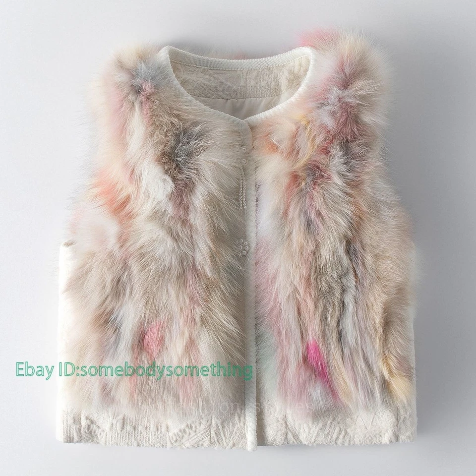 Winter New Fox Fur Casual Fashion Short Vest Coat Women Gilet Waistcoats Jacket - Image 2 of 4
