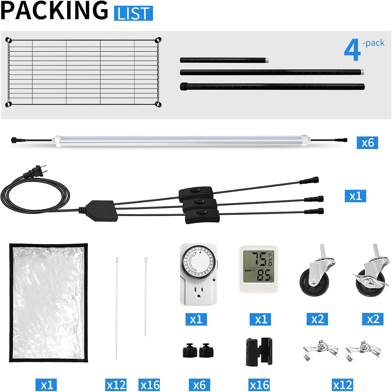 Indoor Greenhouse Plant Stand 6 2FT LED Grow Lights Full Spectrum Seed Starting