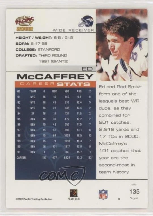 2002 Pacific Premiere Date /36 Ed McCaffrey #135 - Image 2 of 2