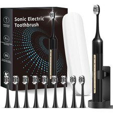 Sonic Electric Toothbrush with 10 Brush Heads for Adults and Children, Up to ...