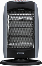 1200W Halogen Heater, Three Heat Settings with Oscillation, Tip over and Overhea