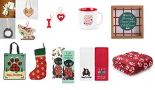 NEW Dog Themed Christmas Ornaments & Decor 15 Pc Bundle Lot w/ towels blanket +