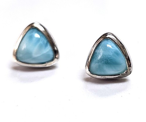 MarahLago Larimar Triangle Stud Earrings Sterling Silver