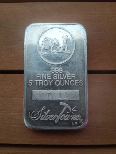 New Listing5 oz. .999 Fine Silver Bar - SilverTowne - Numbered