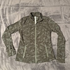 Lululemon Define Jacket Heritage Camo Dark Olive Green Twill Size 12