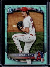 2025 Bowman Draft Chase Shores Chrome Aqua Wave Refractor 1st #/125 Angels