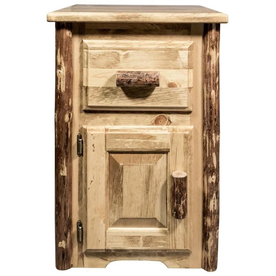 Montana Woodworks Glacier Country Wood End Table with Drawer and Door in Brown - Image 3 of 4