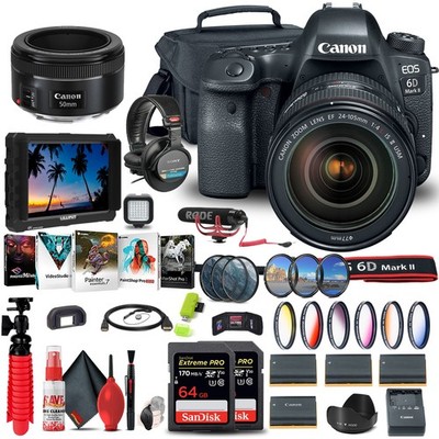 Canon EOS 6D Mark II Camera with 24-105mm f/4L II Lens (1897C009) + 64GB + More