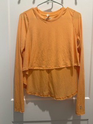 Free People Movement Cadence Layering Tee Top In Orange, Small, New