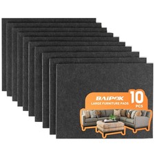 Felt Furniture Pads 10pcs 8" x 6" Adhesive Large Pads, x 6", Black