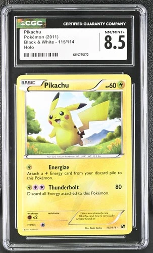 CGC 8.5 Pikachu 2011 Black & White 115/114 Holo Pokemon Card