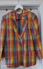   RARE FIND  Vintage Christian Dior Rainbow Plaid One Button Blazer Size 14