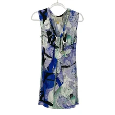 Leifsdottir Anthropologie Watercolor Stretch Cap Sleeve Mini Dress Womens XS