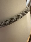 Vintage 1980's SNAPPER Silver  Mesh Rope Necklace with Black Crystal Inset Retro — photo 5