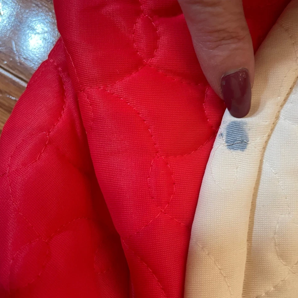 Vintage Vanity Fair Quilted Red/Pink Double Breasted Full Length Robe Coat - Image 4 of 4