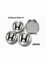 Silverblack Honda Set Of 4 Wheel Center Caps 2.75inch69mm